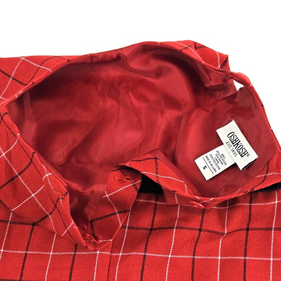 OshKosh Dress Girls 5 Red Plaid Sleeveless Velvet Floral Trim Holiday Party - Picture 11 of 11